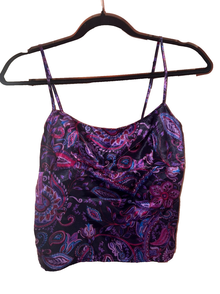 Y2K Small EYE Candy Paisley Purple tank top
