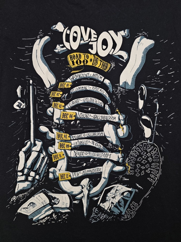 LoveJoy Road To 100 US Tour 2023 Large Mens Black Graphic Logo Tshirt