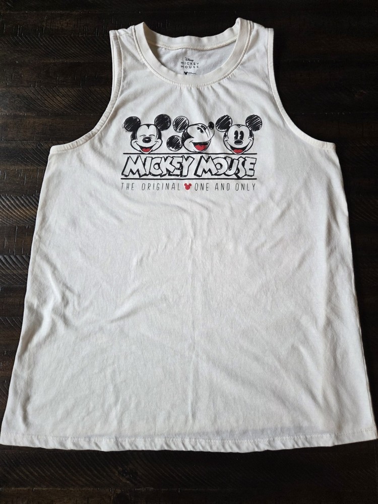 Disney Mickey Mouse Tank Top The Original One And Only Graphic Cream Sz Large