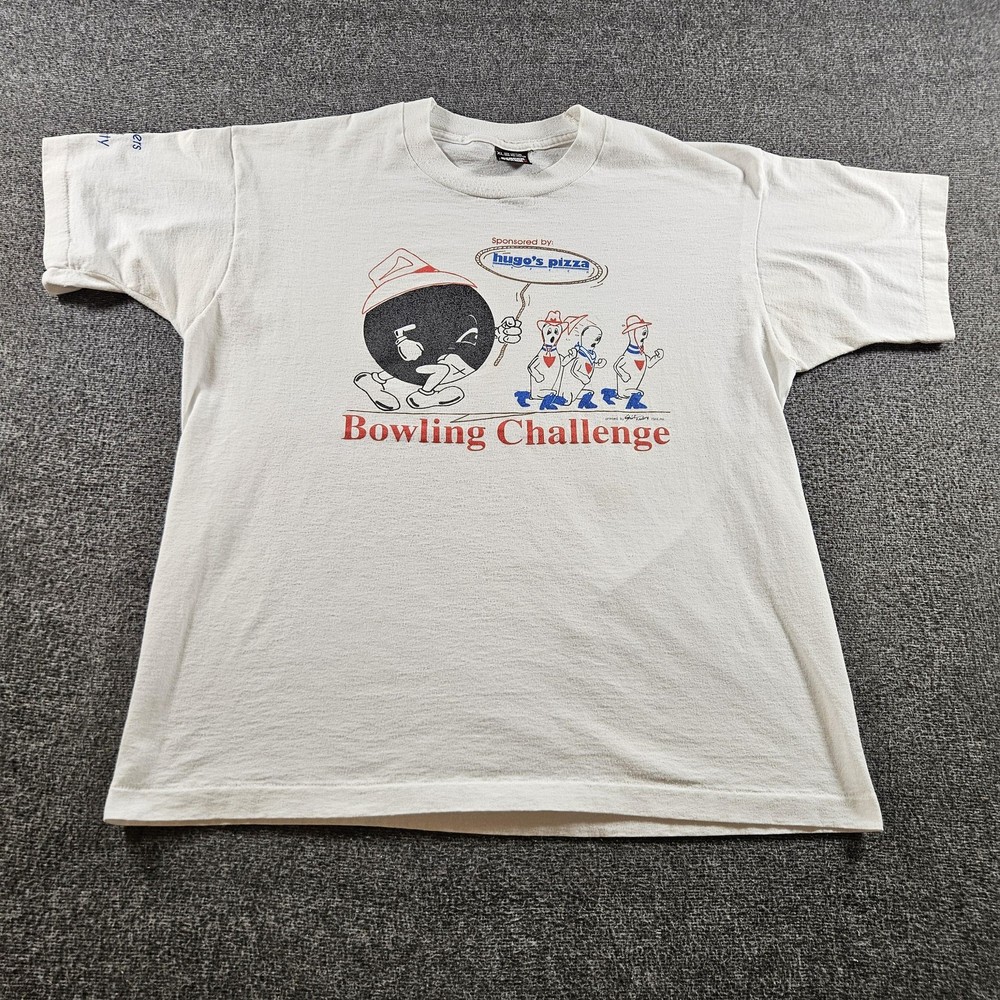 Vintage Screen Stars Best Shirt Mens XL White Bowling Challenge Graphic Tee 90s