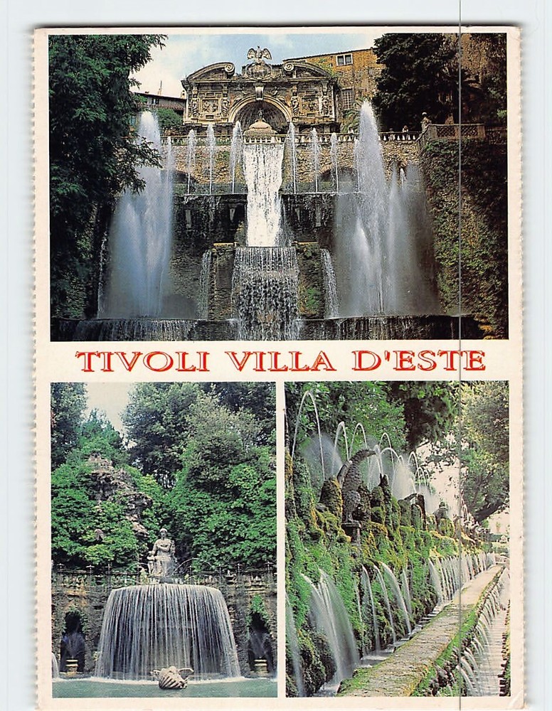 Postcard Fountains in Tivoli Villa D' Este Italy
