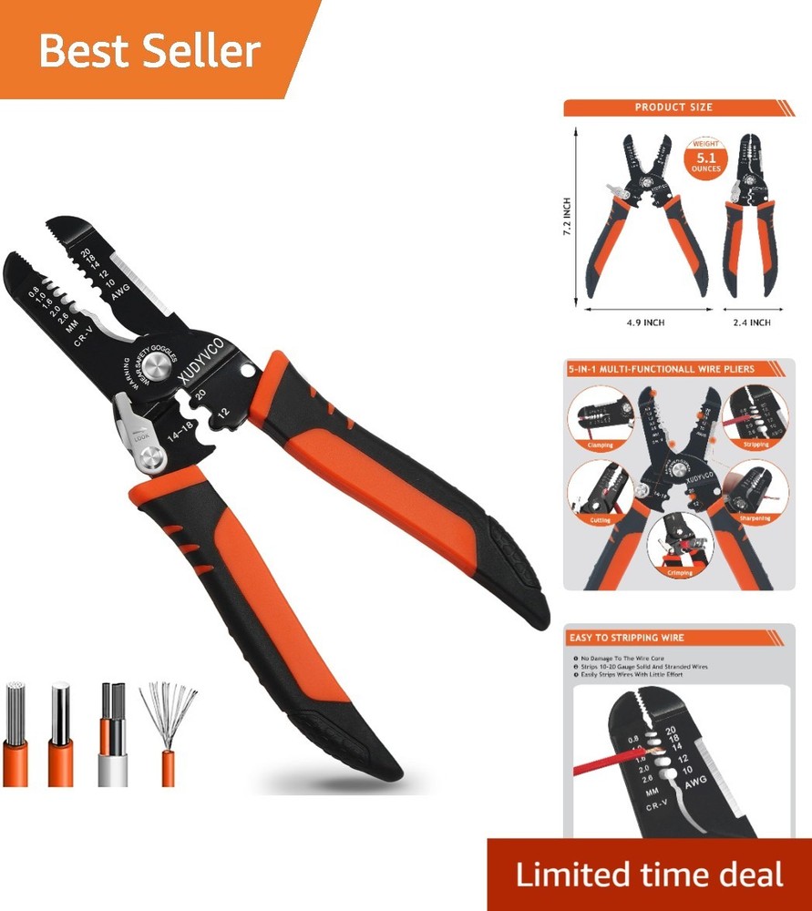 Ergonomic 3rd Generation Wire Strippers - 7IN Tool for Easy Cutting and Crimping