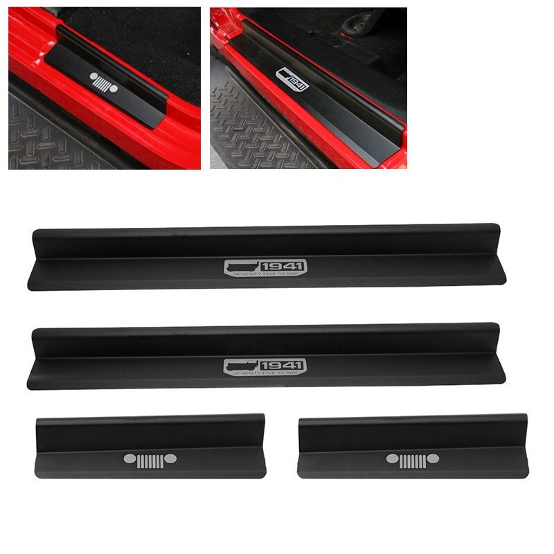 4pcs Door Sill Protector for 07-18 Jeep Wrangler JK - Durable Entry Guard