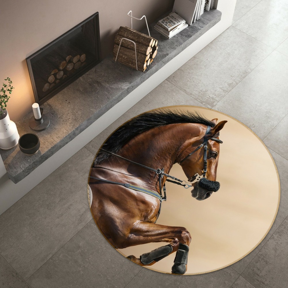 3D Brown Horse O1988 Animal Non Slip Rug Mat Elegant Photo Carpet Fay