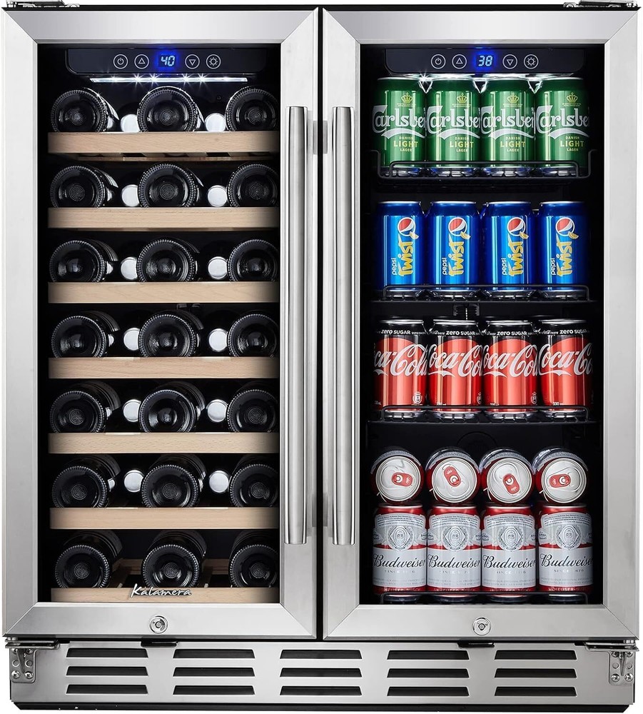 30 Inch Dual Zone Wine Fridge Holds 33 Bottles Beverage Cooler-image