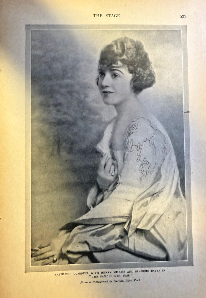 1920 Vintage Magazine Illustration Actress Kathleen Comegys