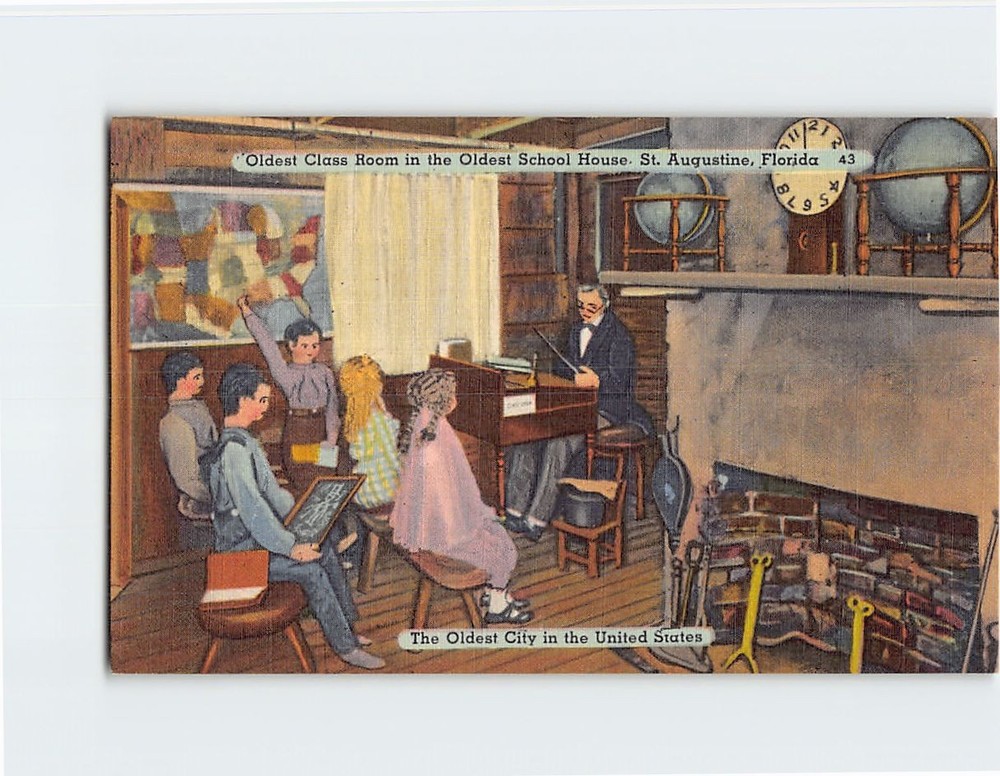 Postcard Oldest Classroom in the Oldest School House St. Augustine Florida USA