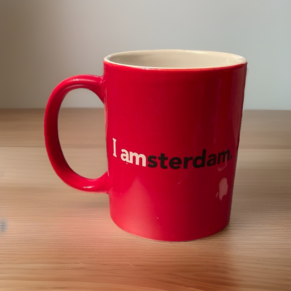 'I amsterdam' Red White Black Ceramic Coffee Mug, Round, Cities Theme