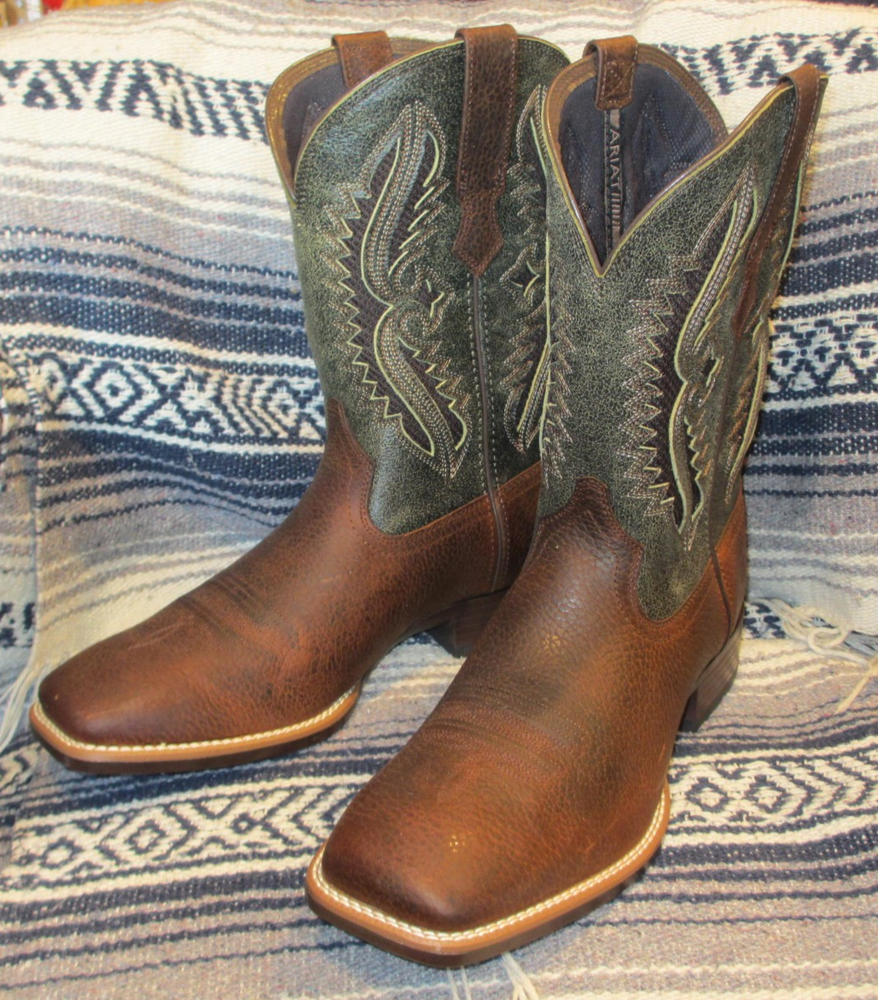 Ariat Mens Rowder VentTEK 360 Western Boots in Rowdy Rust Forest Green Size 12D