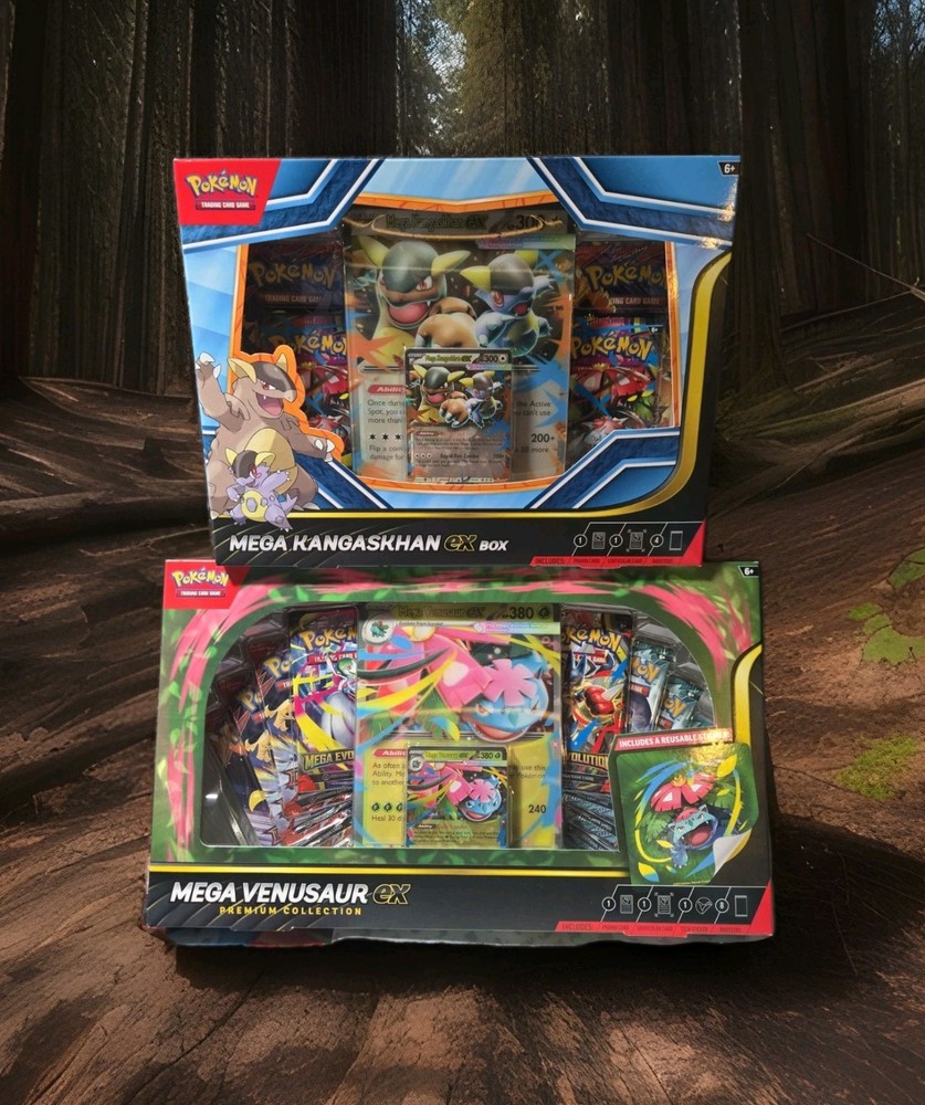 Lot of 2 Pokémon TCG Mega Venusaur ex Premium Collection + Mega Kangaskhan Boxes