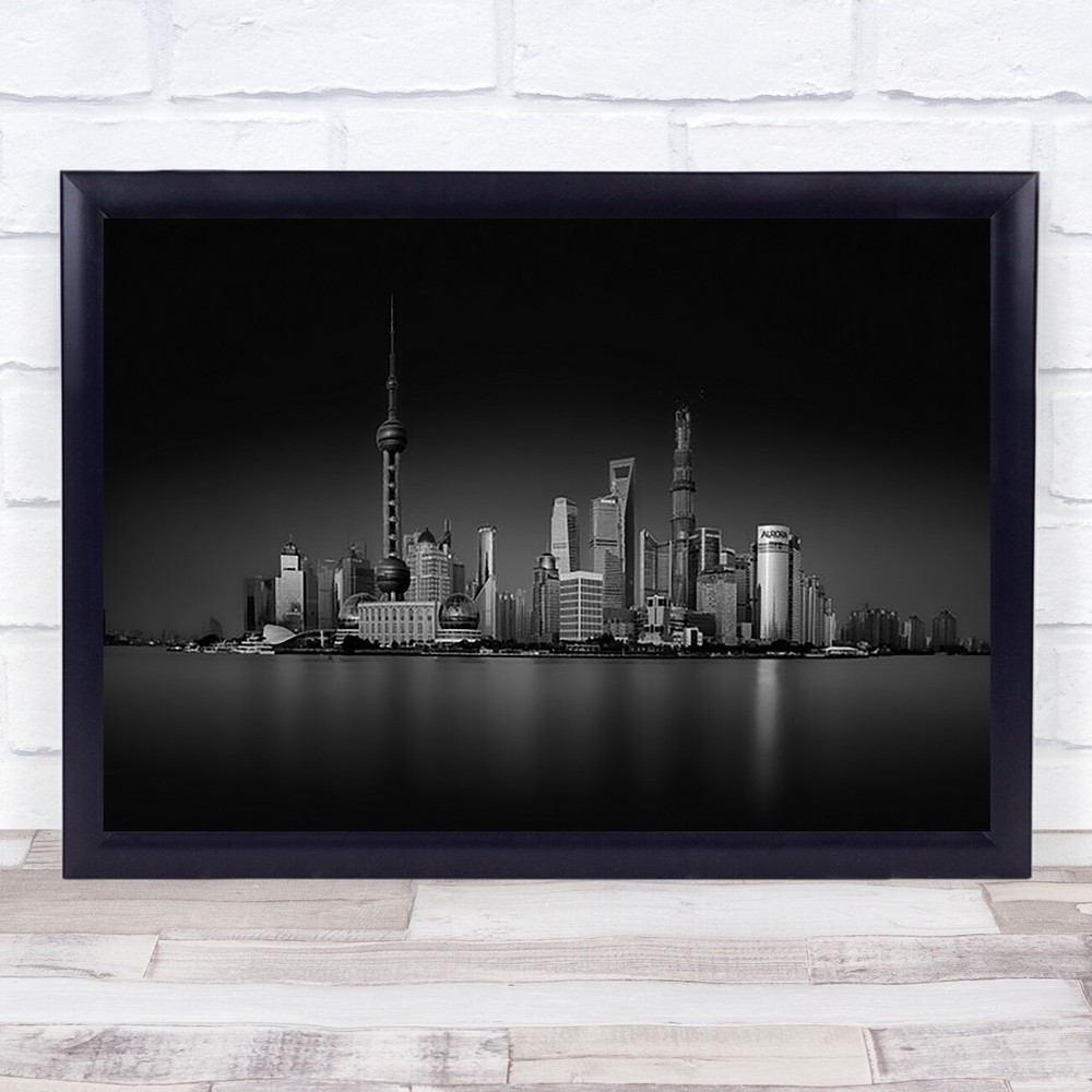 Dark Pudong Shanghai China Asia Skyline Finance Wall Art Print