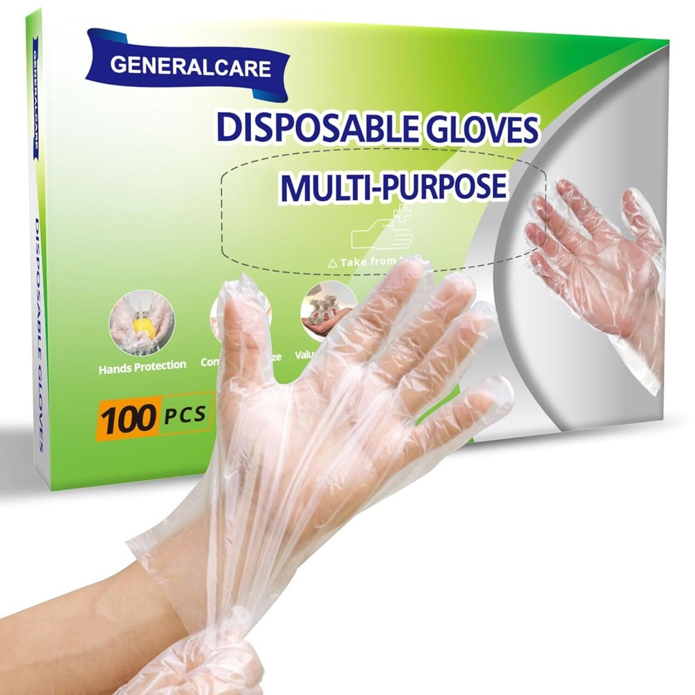 100 Pcs Disposable Plastic Gloves Food Handling Service Gloves Disposable for Co