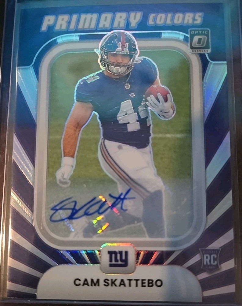 2025 Panini Optic Cam Skattebo /199 Rookie Auto Primary Colors Prizm SP GIANTS ☆