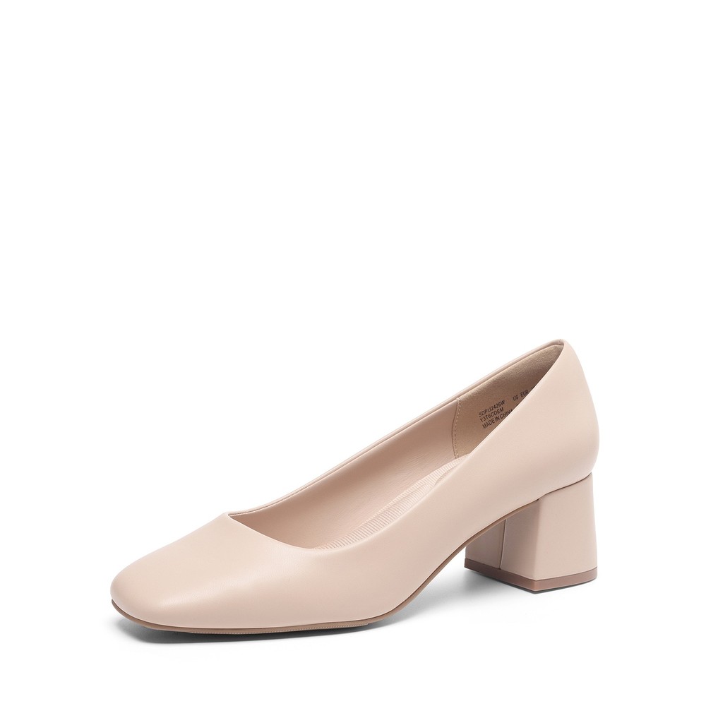 Women Square Toe Classic Low Chunky Block Heels Work Dress Office Shoes