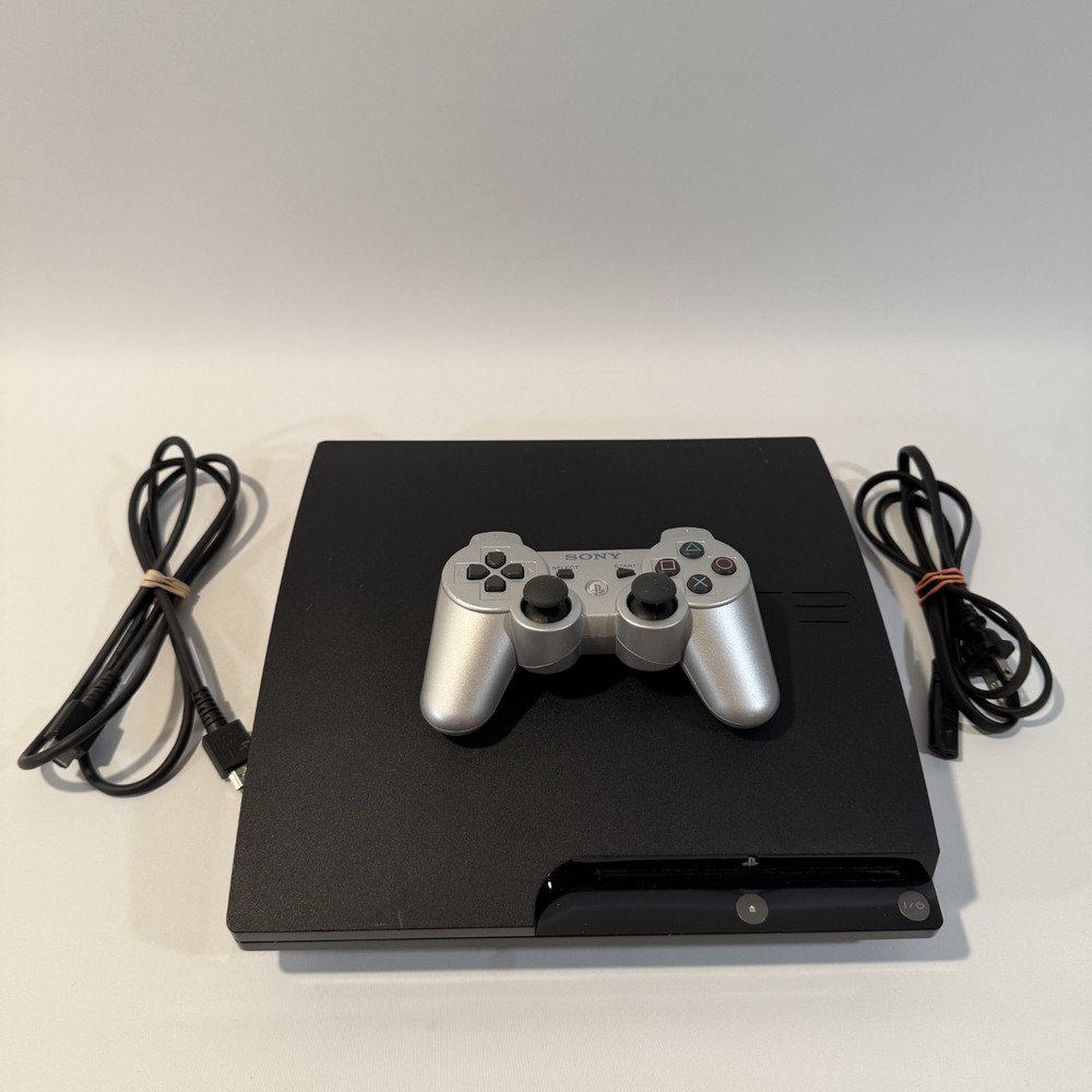 Sony PlayStation 3 PS3 Slim CECH 2001A Black Console Controller Cords Tested