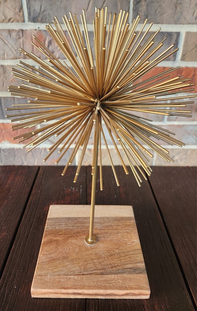 Vintage MCM Atomic Starburst Gold Metal Sculpture Sea Urchins Tabletop Decor