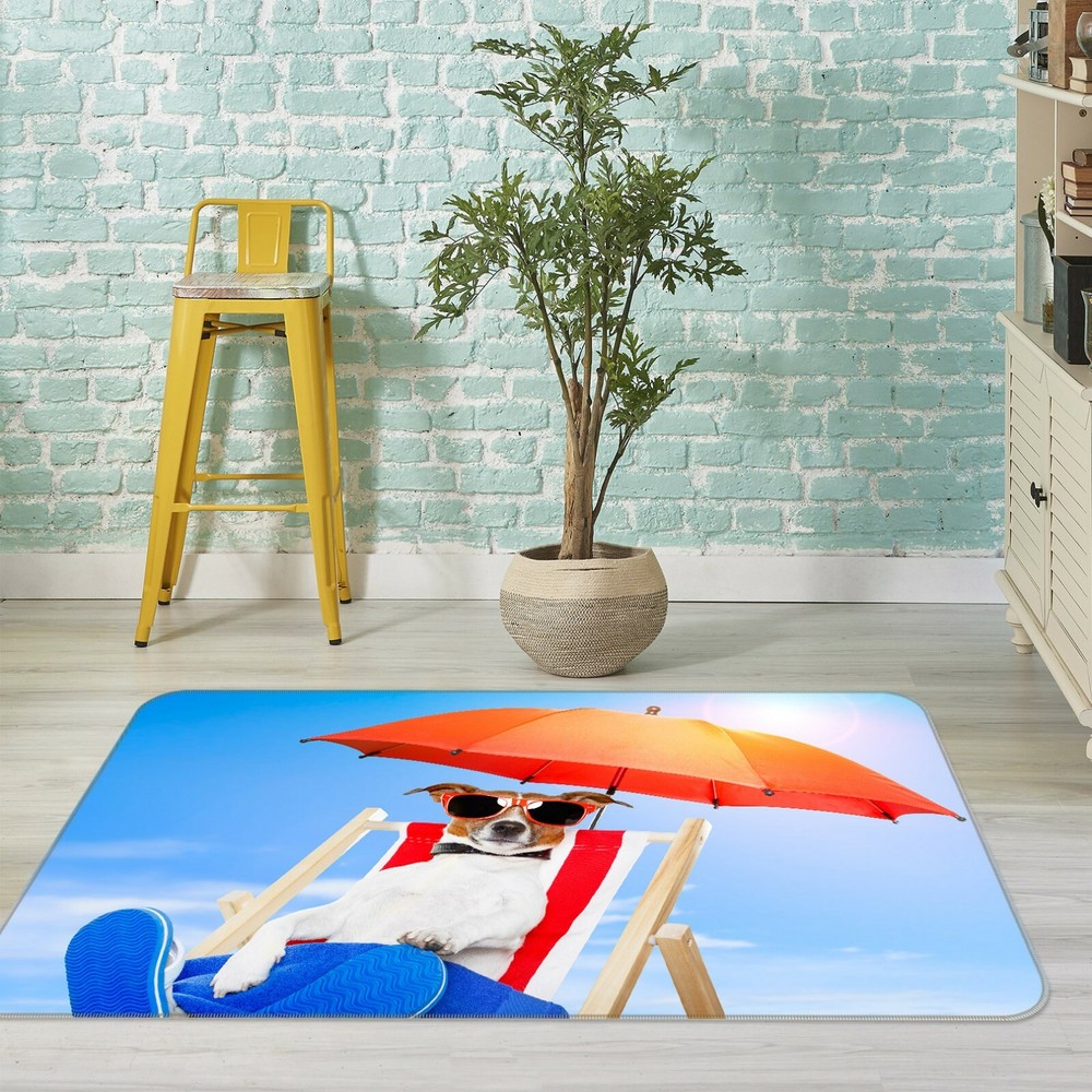 3D Vacation Dog Non-Slip Rug Mat Elegant Photo Carpet O3111