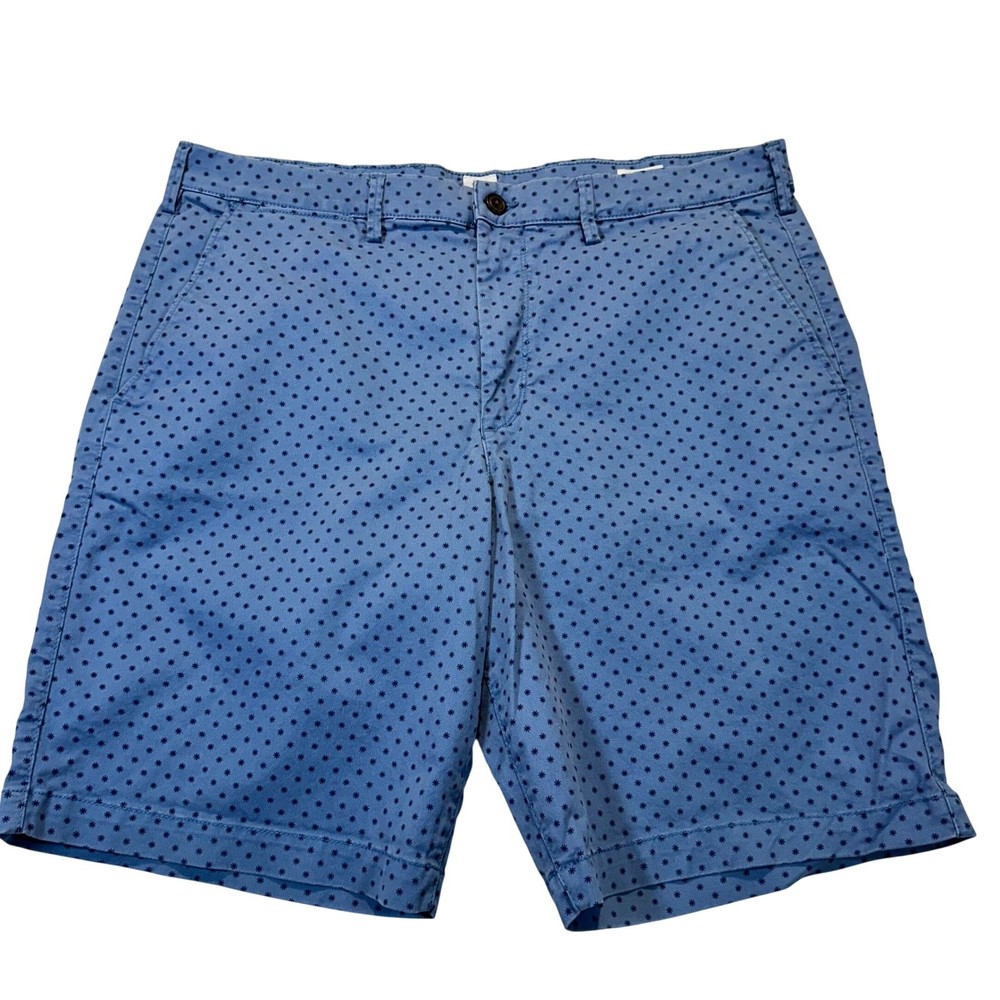 Gap Essential Khaki Shorts Mens 36 Blue Starburst Print 10 Inch Inseam Casual