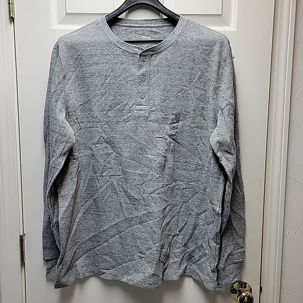 Sonoma Henley Waffle Knit Thermal Long Sleeve Mens XL Gray NEW with Tag