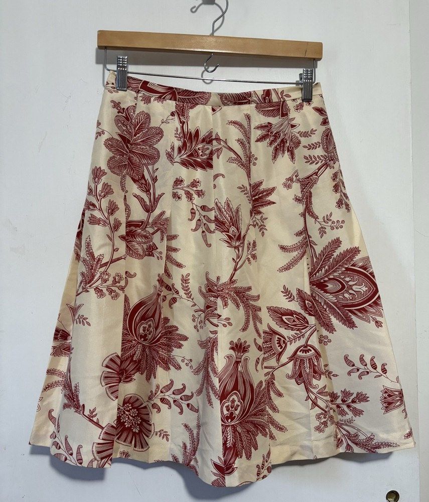 Grace Elements Womens Size 4 Floral Pleated Silk Skirt 100% Pure Silk
