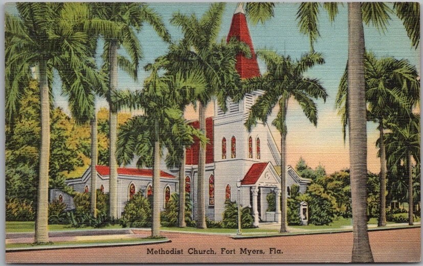 FORT MYERS Florida Postcard Methodist Church