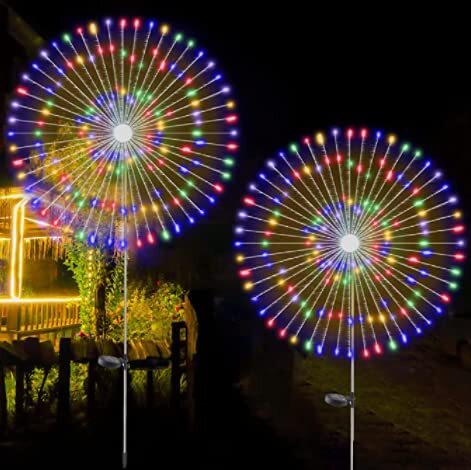 2 PCS Solar Firework Light, Outdoor Solar Garden Decorative Lights 120 LED Po...