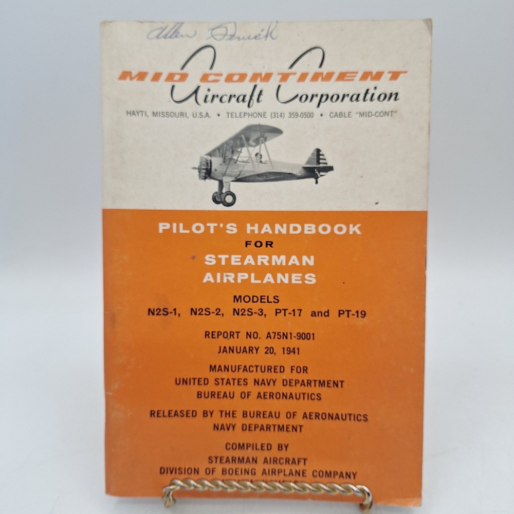 Vintage Pilot's Handbook for Stearman Airplanes - 1941
