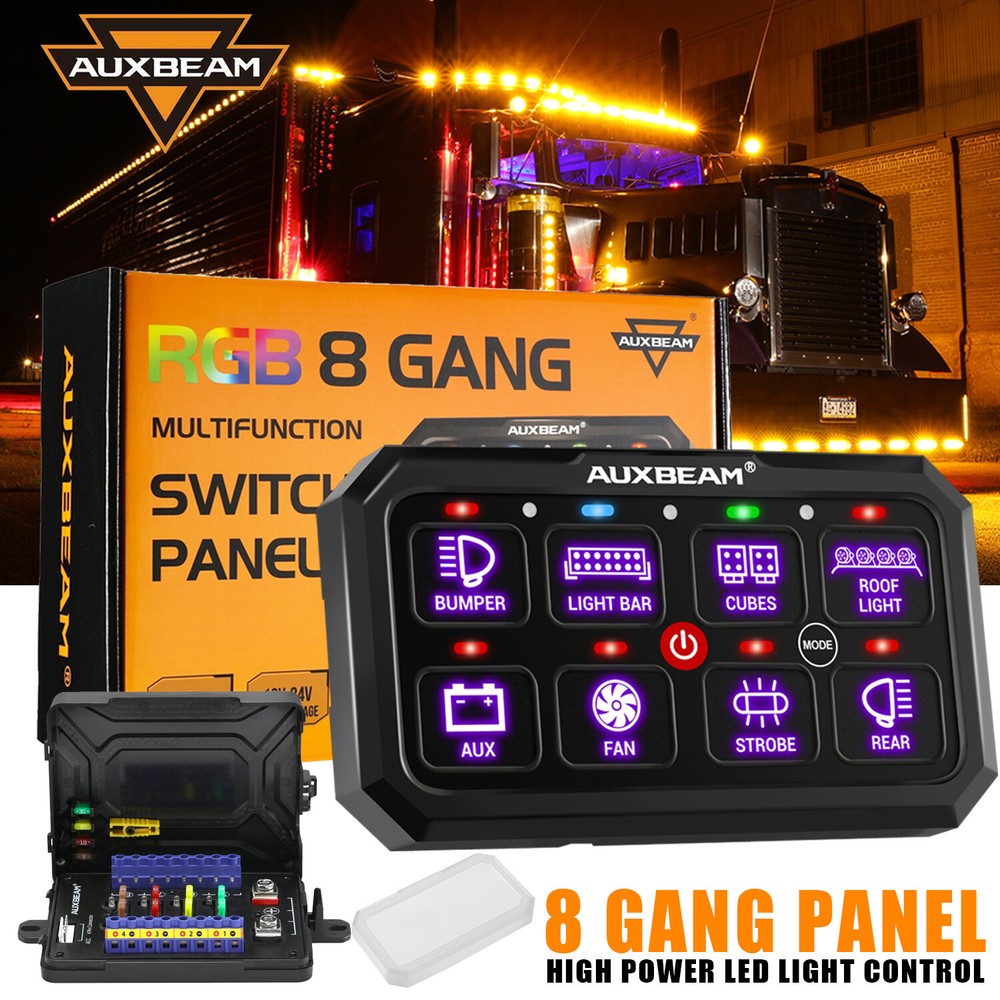AUXBEAM XL RGB 8 Gang Switch Panel Electronic Relay System Car RV Boat Marine