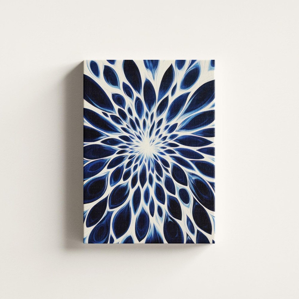 Abstract Organic Canvas Wall Art Blue White Modern Decor
