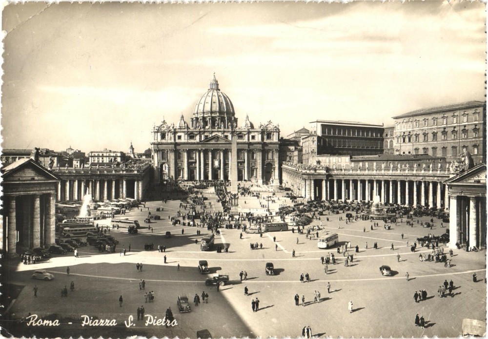 View of Cars, Buses And People At Saint Peter's Square, Rome, Italy Postcard
