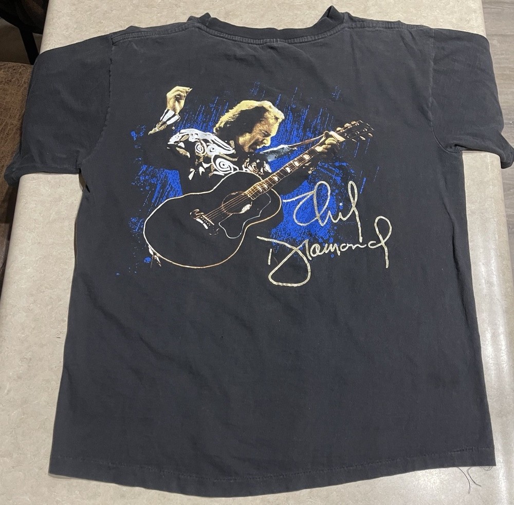 Vintage Neil Diamond Shirt Mens L Black The Round 93 Tour Concert Single Stitch
