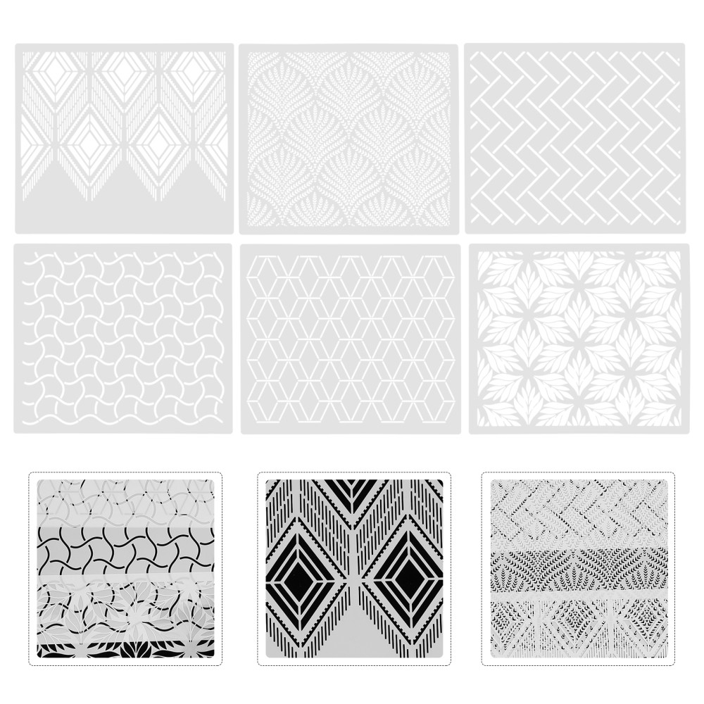 6 Pcs Stencil Craft Reusable Decorative Stencils Cake Decorating Baking