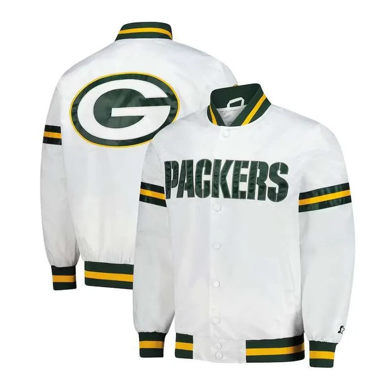 Green Bay Packers Scout Varsity Satin Bomber Jacket with FREE SHIPPING