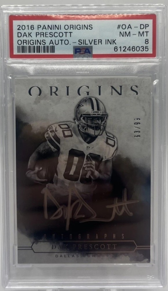 2016 Panini Origins Autographs Dak Prescott #OA-DP Silver Ink /99 (AU, RC) PSA 8