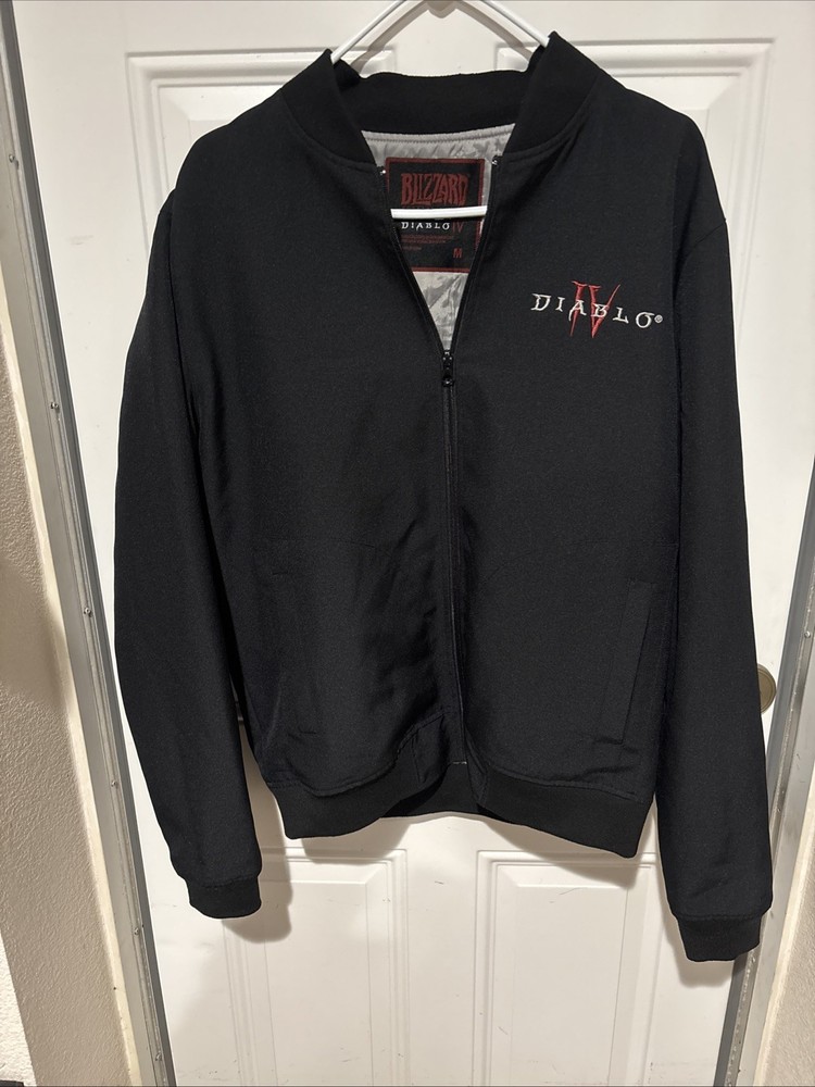 Men's Black Diablo IV Bomber Jacket Size Medium Blizzard Entertainment zip up