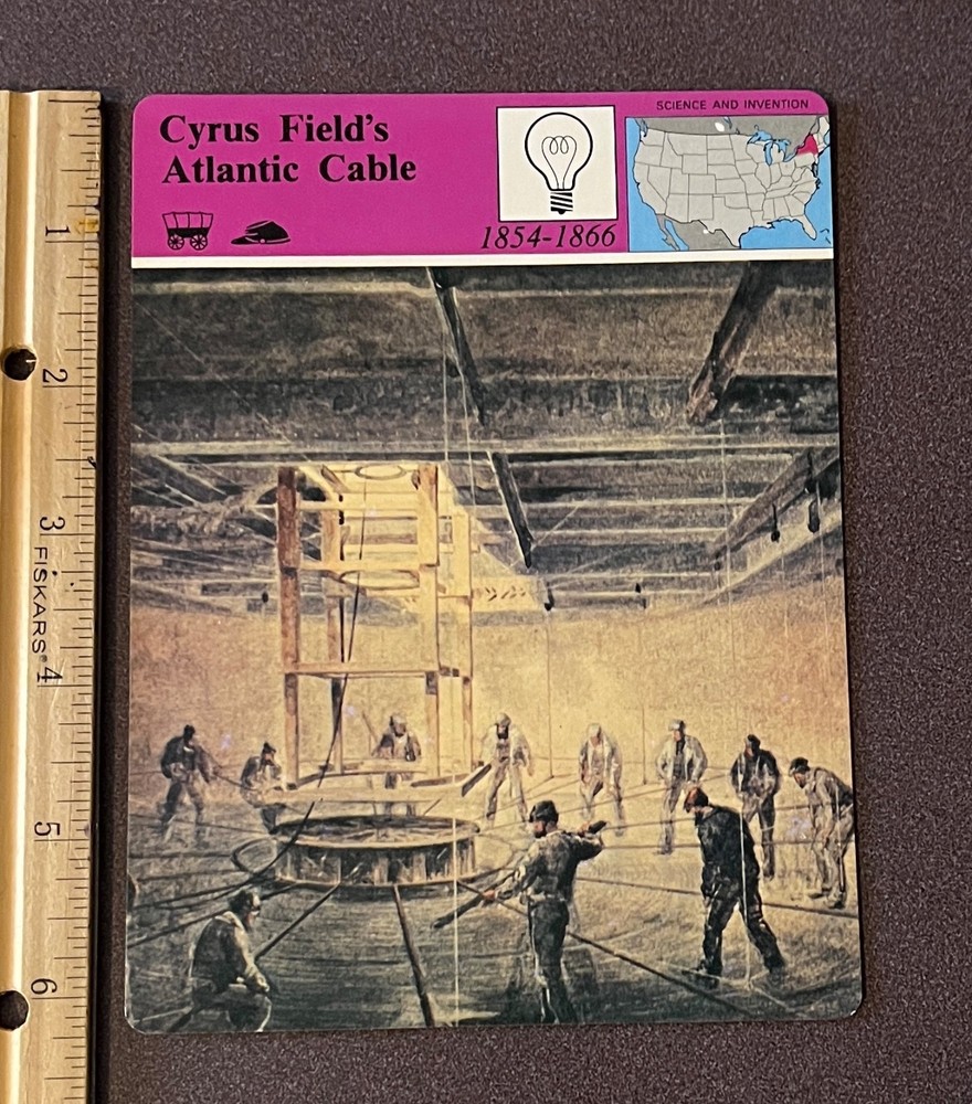 1979 Panarizon Cyrus Field’s Atlantic Cable Link Beneath The Sea Large Card Vtg