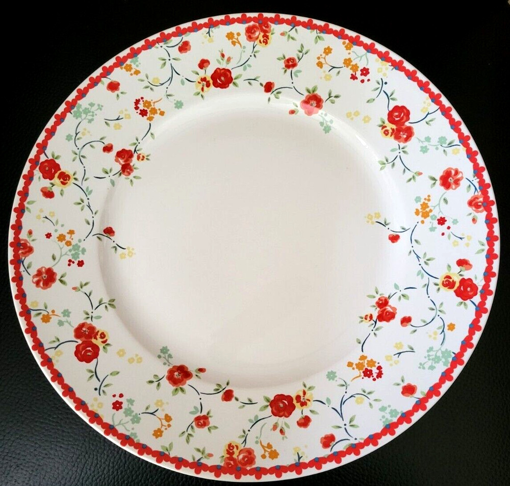 Set Of (2) 222 Fifth Pts International Andrea Red Dinner Plates 10 3/4