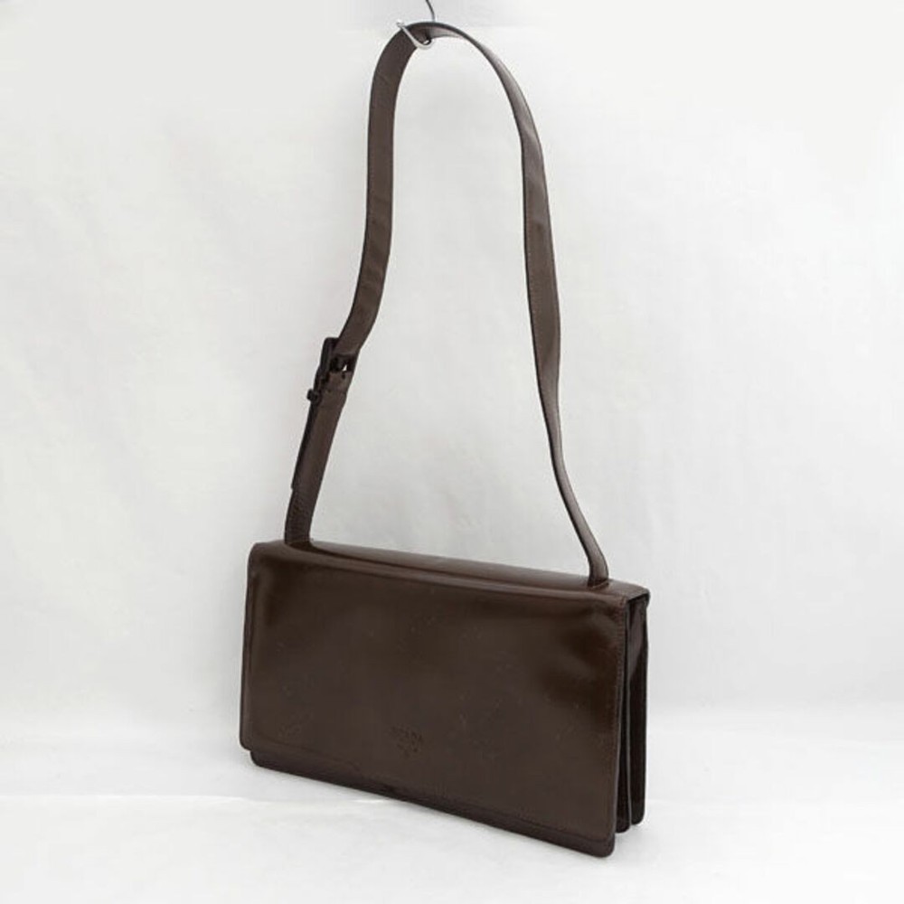 RARE PRADA Brown PVC Shoulder Bag Preowned 0990012544