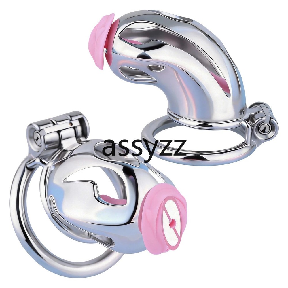 Male Stainless Steel Chastity Device Cobra Cage with Silicone Tube Belt