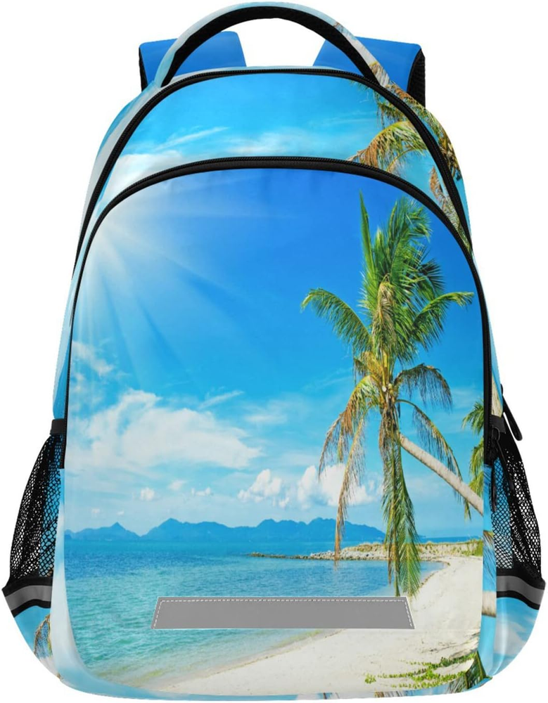Tropical Beach Theme School Backpack Summer Sea Scenery Lightweight Schoolbag Bo