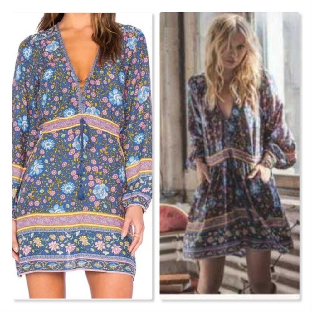 SPELL Womens Size S or 8 Folktown Play Dress in Navy RARE
