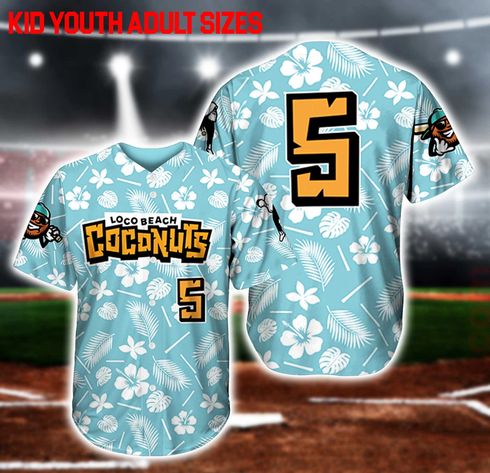 #5 Loco Beach Coconuts baseball jersey HOT NEW All sizes QT1900