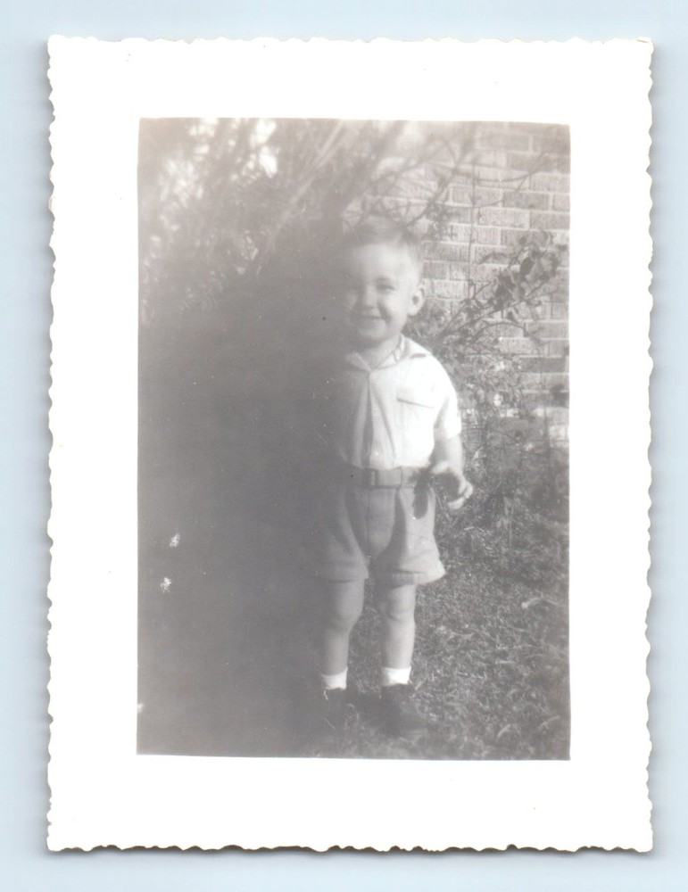 Old Vintage Photo SOLO BOY SURROUNDED BY ABSTRACT DARKNESS SURREAL SNAPSHOT