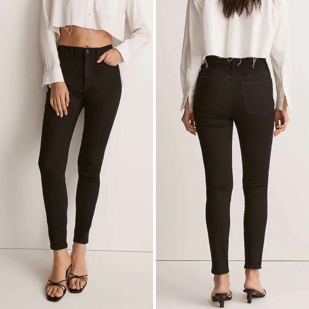 Madewell black frost wash high-rise skinny jeans size 29 10-inch inseam