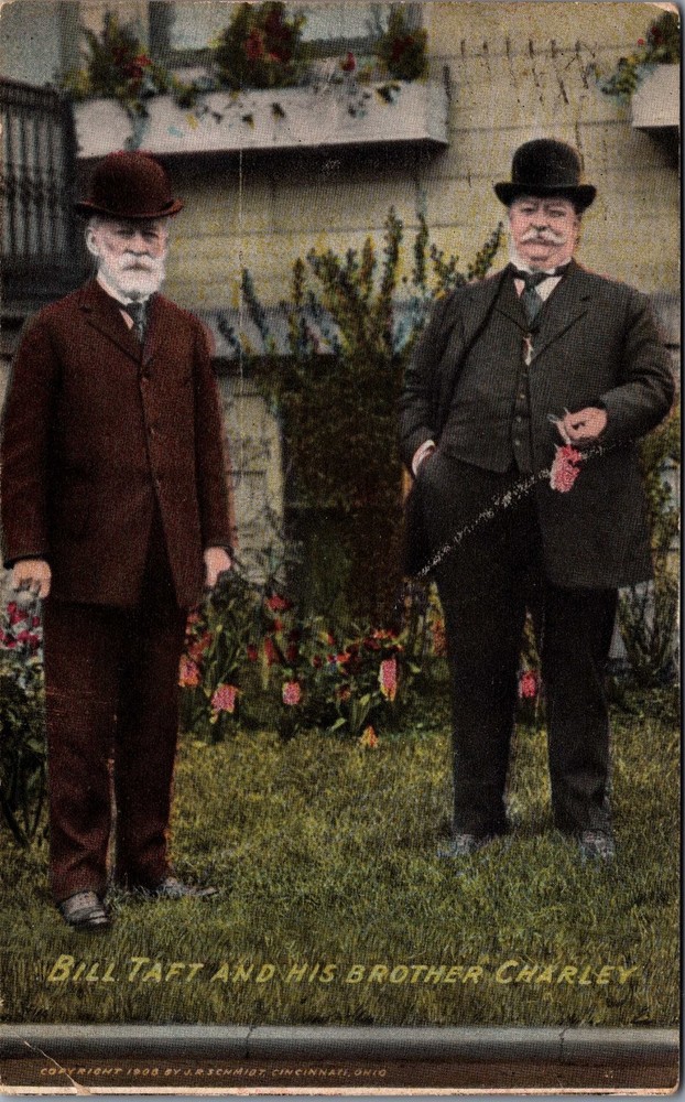 1908 Bill Taft & Brother Charley Postcard - Cedar Falls Iowa Postmark