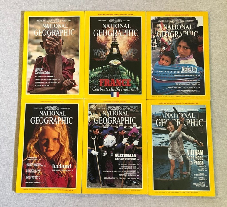 Vintage National Geographic Magazine Lot of 6 World Culture Travel Country Issue