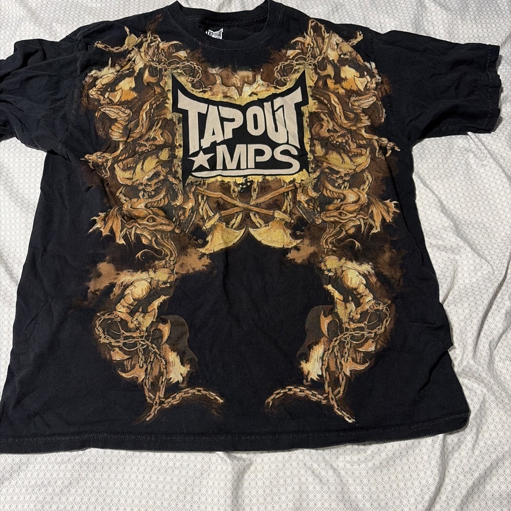 Vintage Tapout MPS Shirt Size XL All Over Y2K MMA UFC Affliction Goth