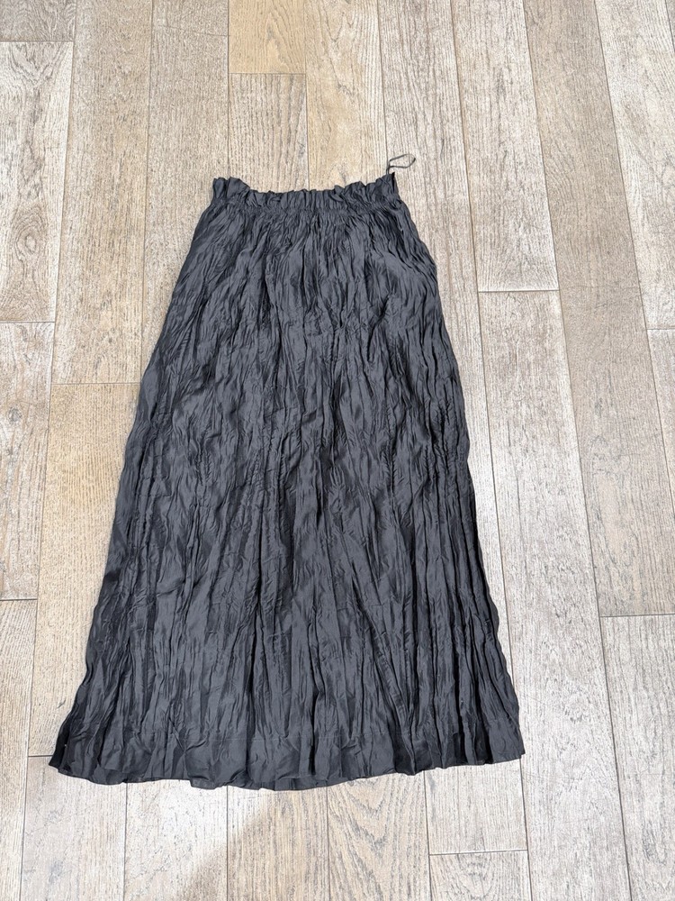 J Crew Black Crinkle Maxi Skirt Grunge Indie Whimsygoth Fairy Size XS