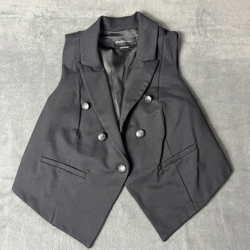 Studio by Torrid Women’s Black Double Breasted Vest Size 0 (12) Lined Career