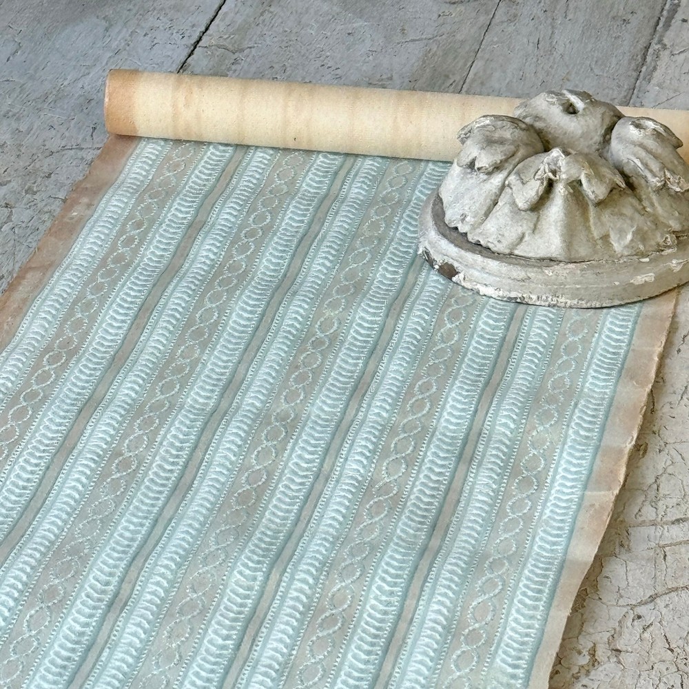 1.22 yards baby blue 1920 Antique Wallpaper French Art Deco The Textile Trunk c